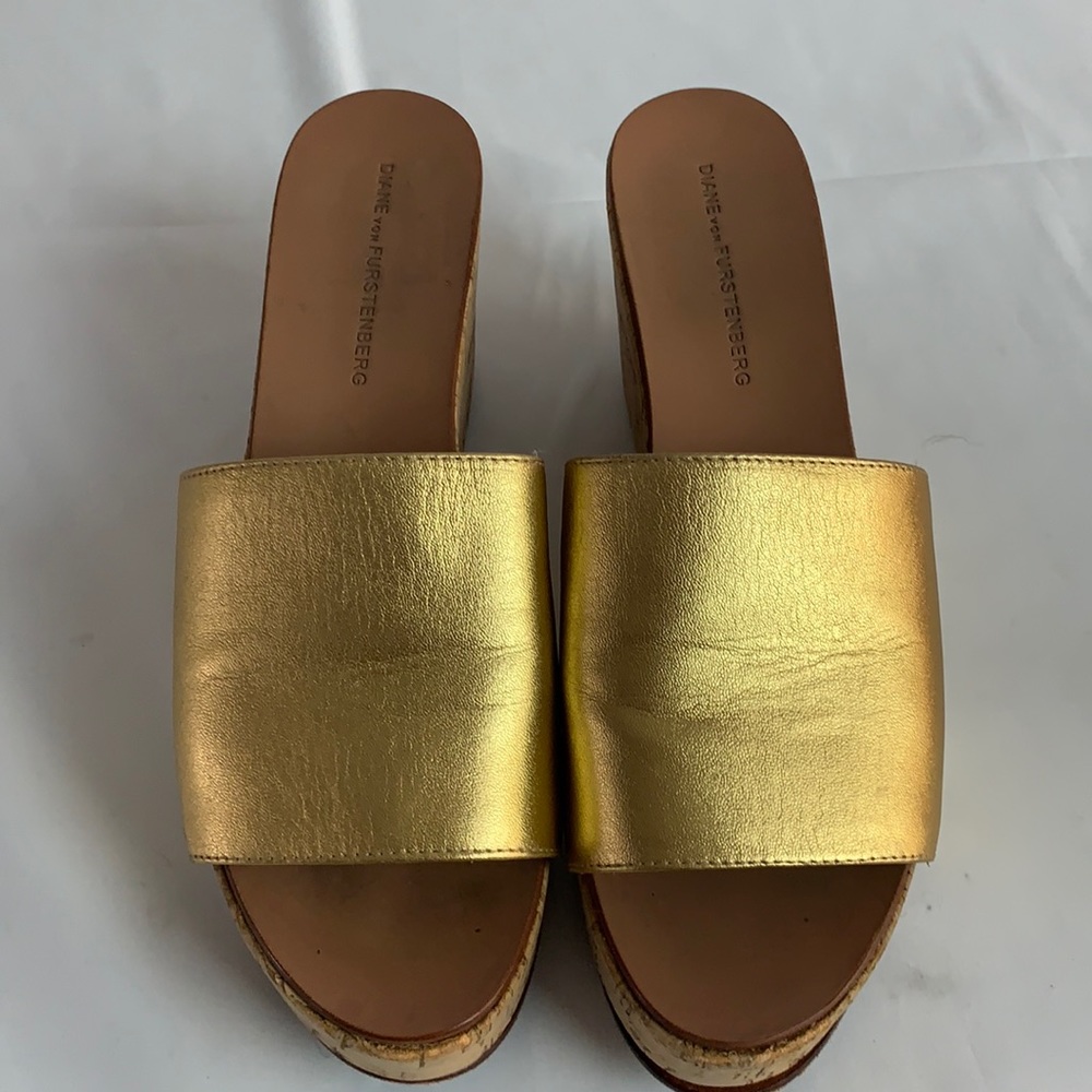 Diane Von Furstenberg gold platform sandals